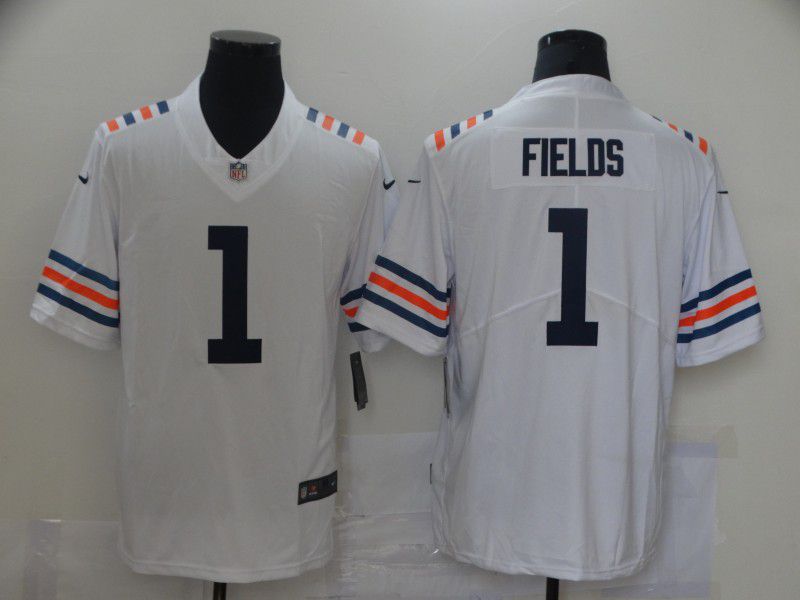 Men Chicago Bears #1 Fields White New Nike Vapor Untouchable Limited 2021 NFL Jersey->new england patriots->NFL Jersey